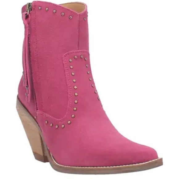 dingo Shoes - DINGO Fuchsia Pink Suede Studded Classy N Sassy Pointed Toe Western Boot NEW